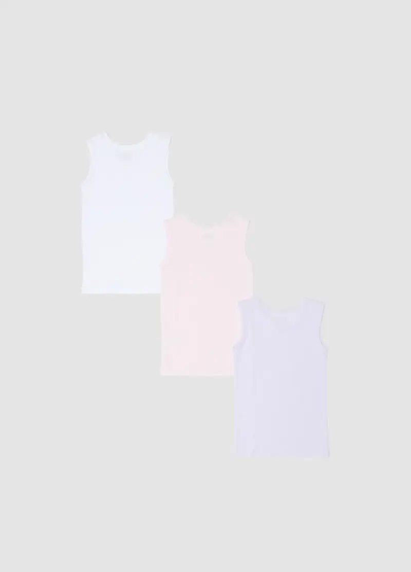 Tripack Canotte In Puro Cotone Multicolor Da Neonata Regular Fit, Bambina, Multicolor miniatura 2