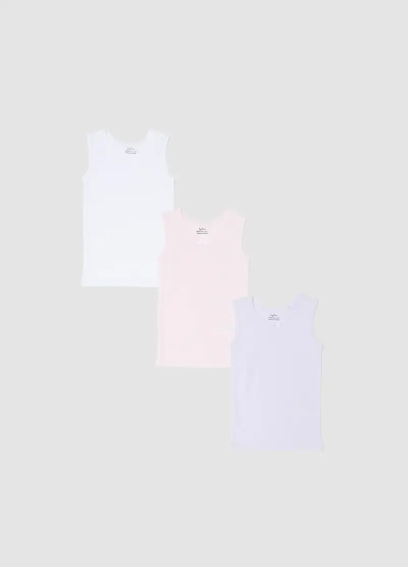 Tripack Canotte In Puro Cotone Multicolor Da Neonata Regular Fit, Bambina, Multicolor