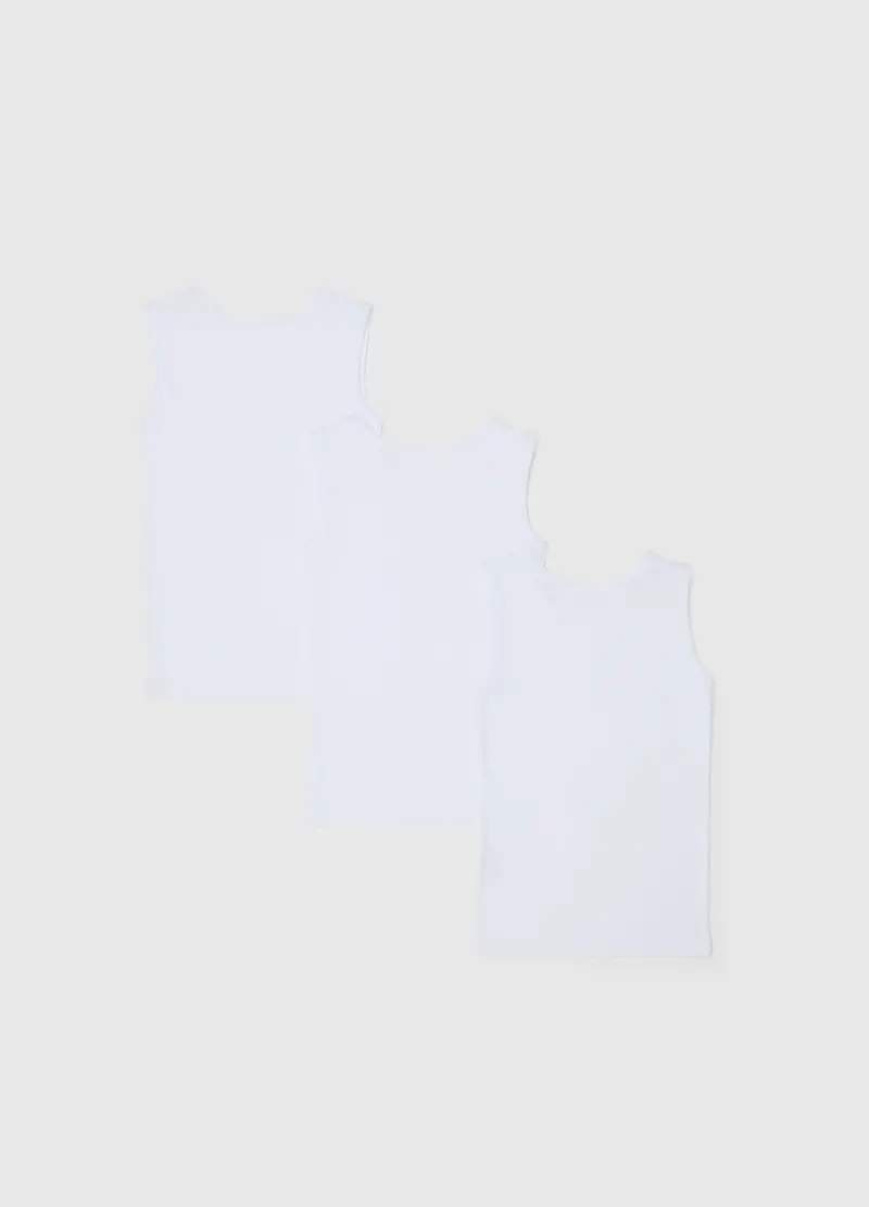 Tripack Canottiere Bianche Da Neonato In Puro Cotone, Unisex, Bianco miniatura 2