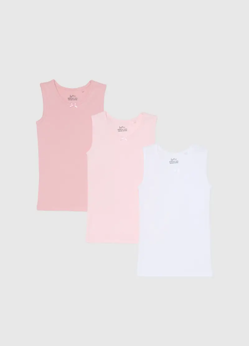 Tripack Canottiere Multicolor Da Neonato In Puro Cotone, Bambina, Multicolor