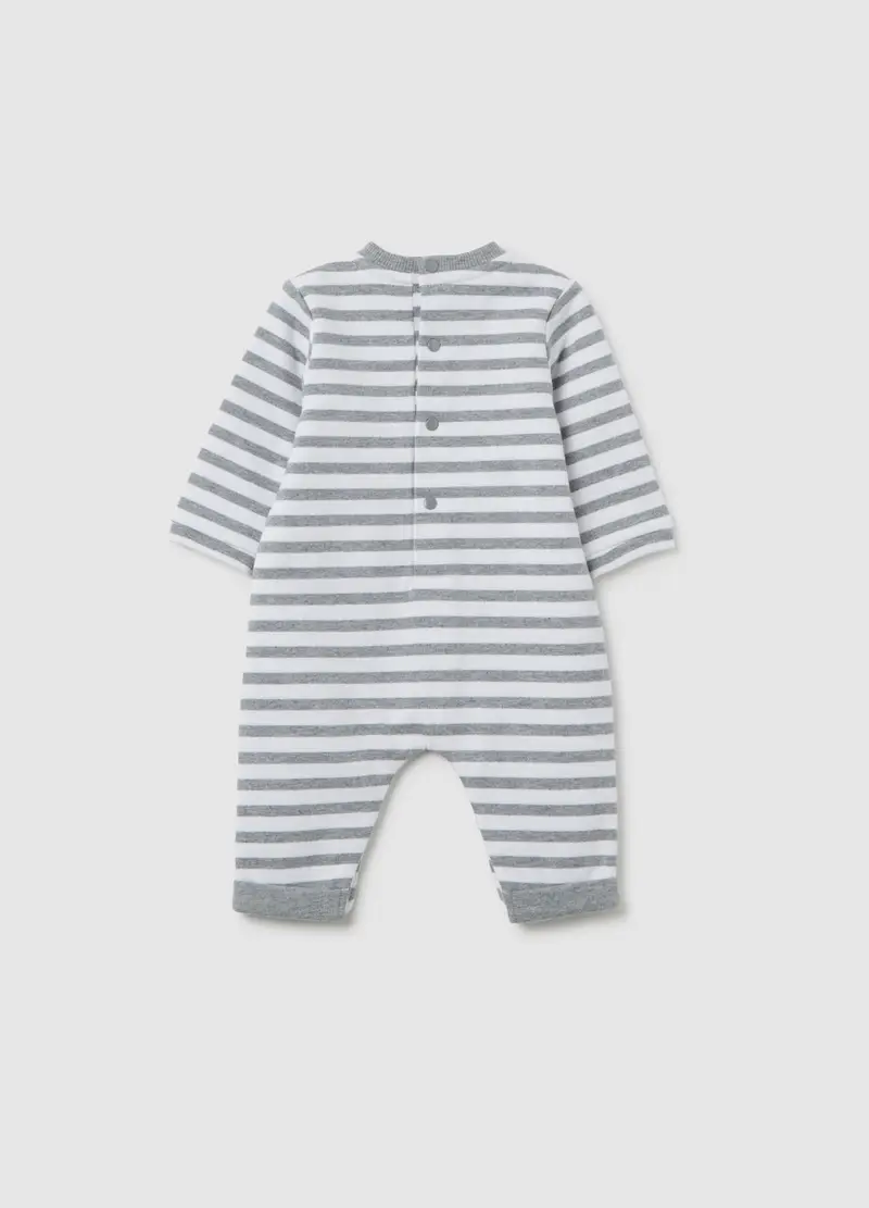 Tutina A Righe Bianche E Grigie Da Neonato In Puro Cotone, Unisex, Multicolor miniatura 2