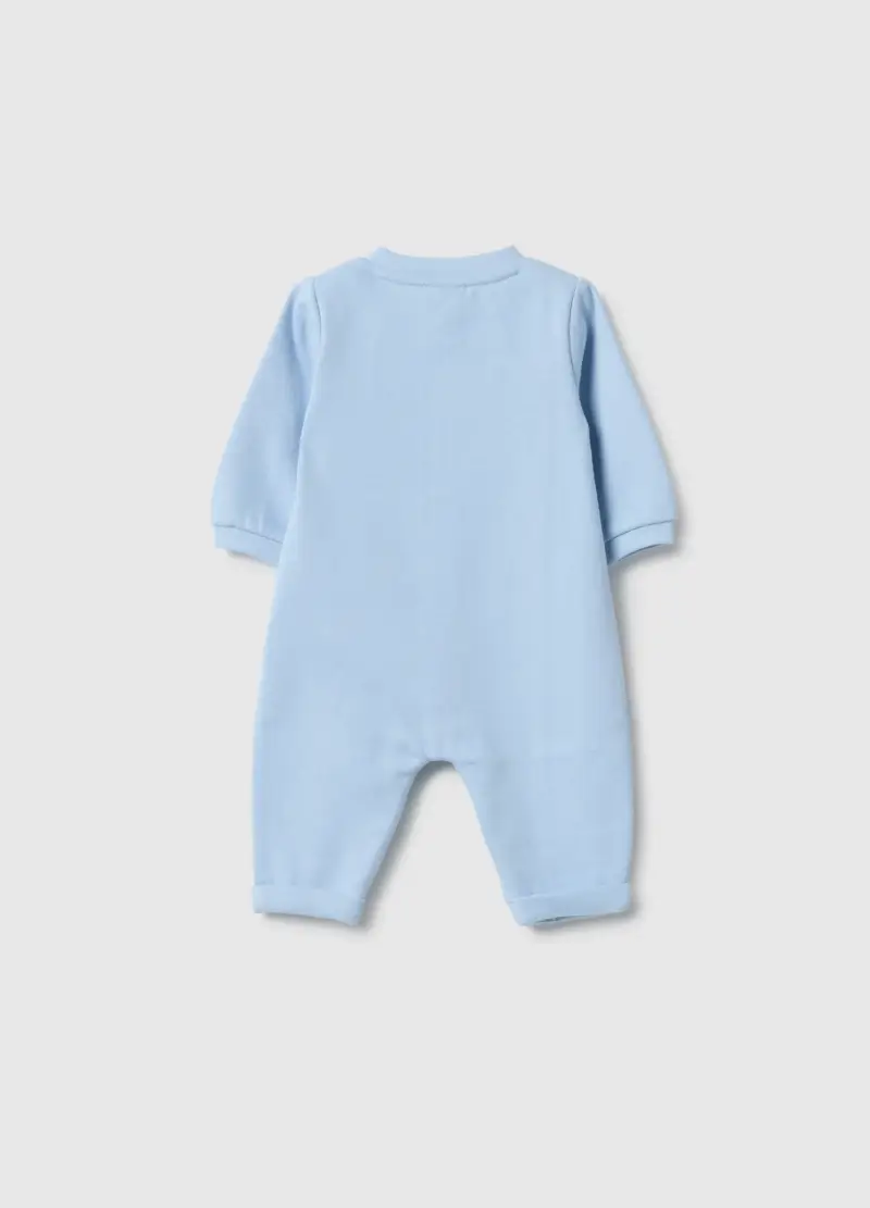 Tutina Azzurra Da Neonato In Puro Cotone Con Applicazioni, Azzurro miniatura 2