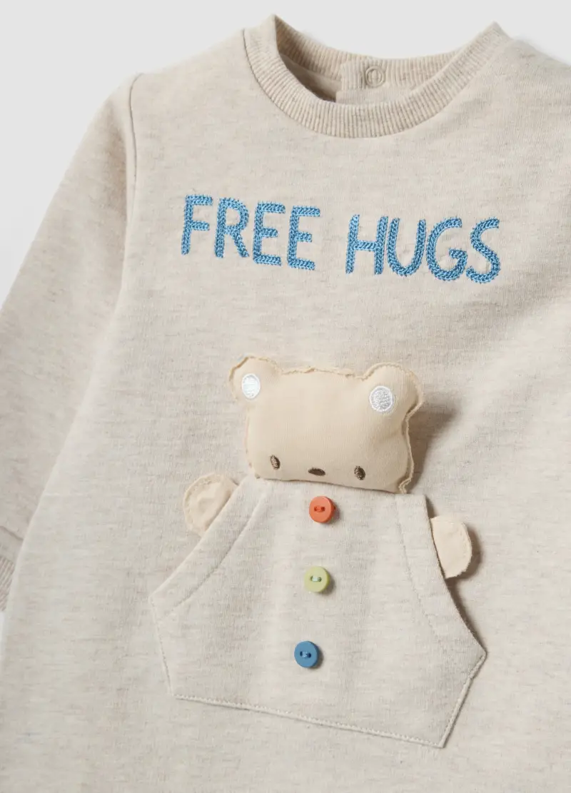 Tutina Beige In Cotone Organico, Neonato, Beige miniatura 3