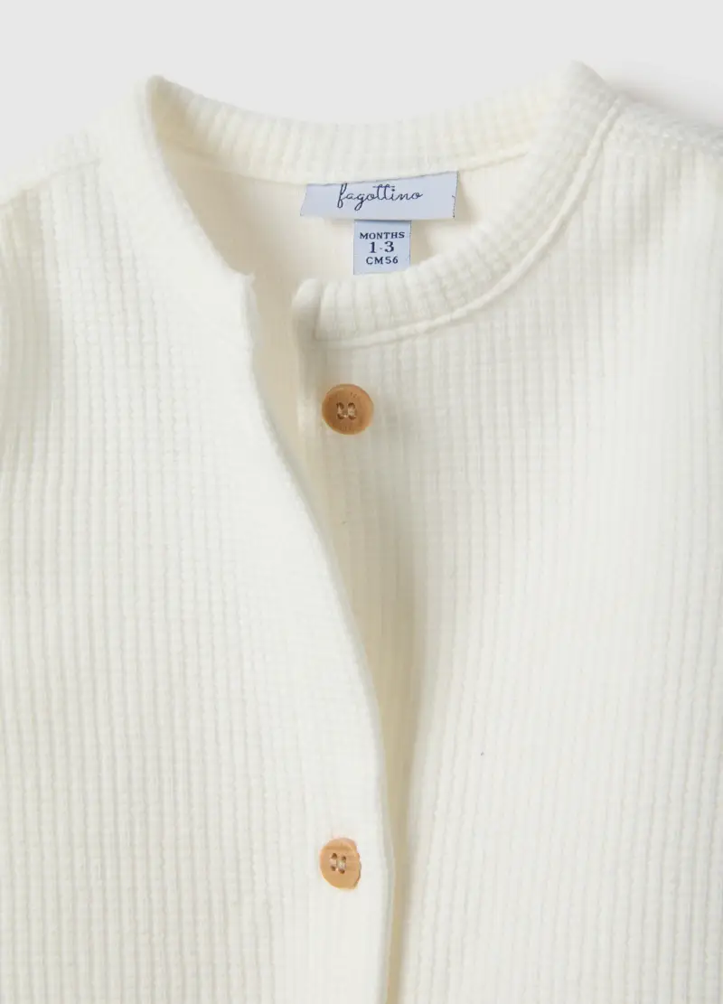 Tutina Bianca A Maniche Lunghe Da Neonato In Puro Cotone Con Bottoni, Unisex, Bianco miniatura 3