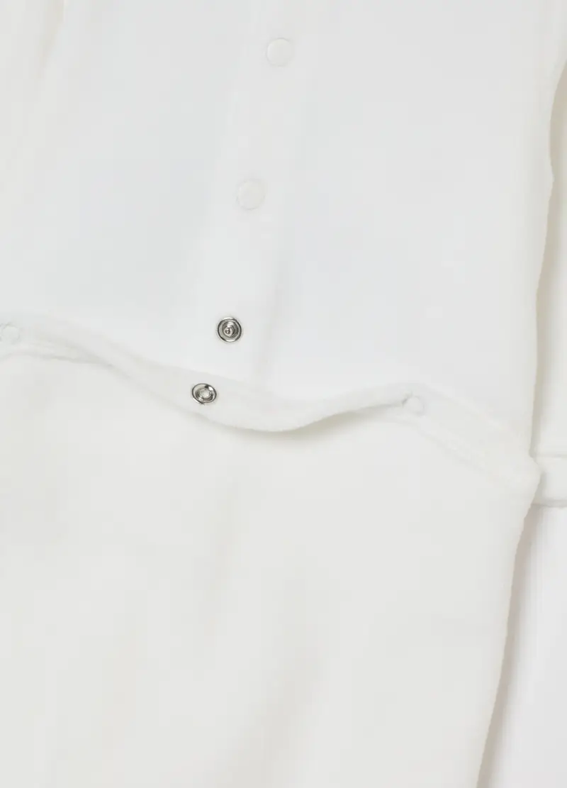 Tutina Bianca Da Neonato In Misto Cotone Con Colletto Rotondo E Stampe, Unisex, Bianco miniatura 3