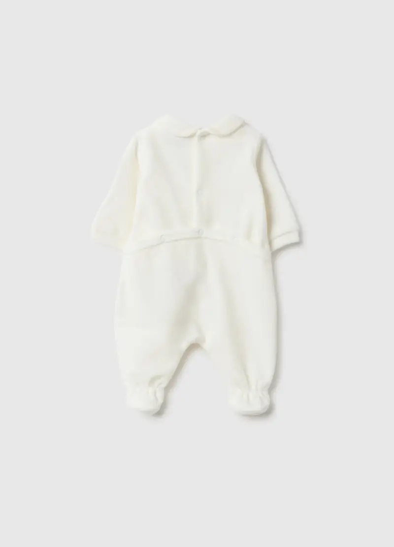 Tutina Bianca Da Neonato In Misto Cotone Regular Fit Con Ricami, Unisex, Bianco miniatura 2