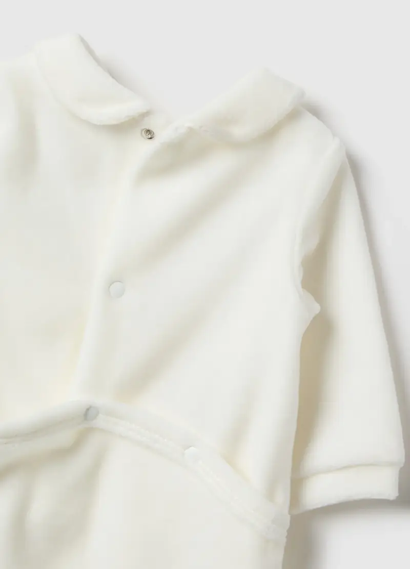 Tutina Bianca Da Neonato In Misto Cotone Regular Fit Con Ricami, Unisex, Bianco miniatura 3