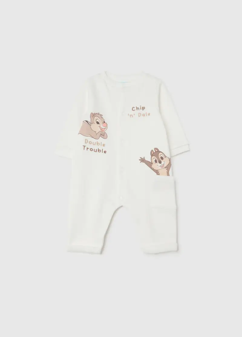 Tutina Bianca In Cotone Con Personaggi, Unisex, Bianco