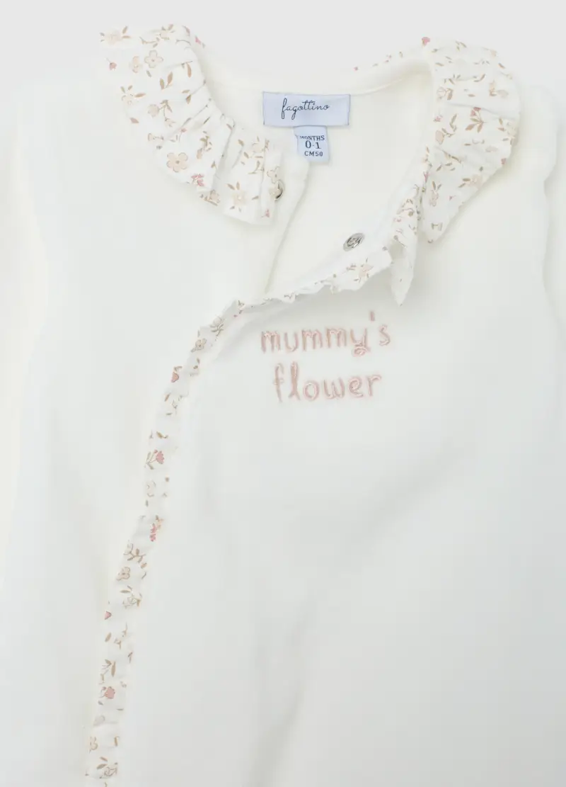 Tutina Bianca In Velour Con Colletto A Volant, Neonata, Bianco miniatura 3