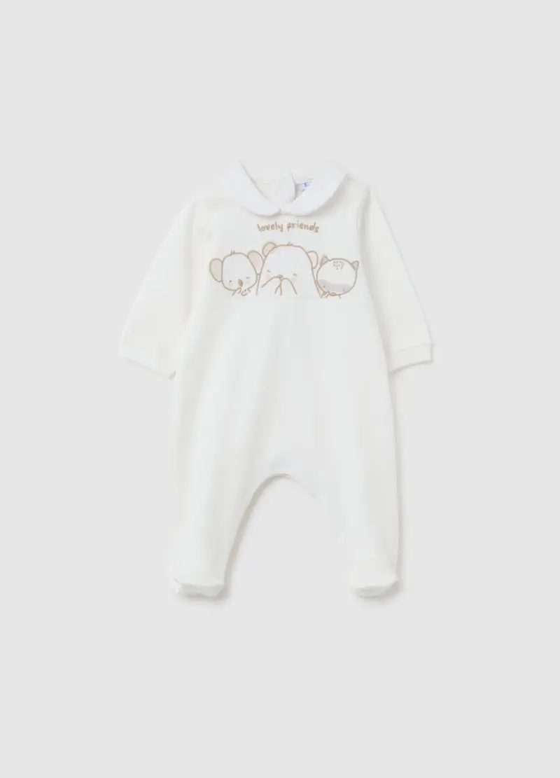 FAGOTTINO, Tutina Da Bambino In Puro Cotone Bianca Con Ricamo, Unisex, Bianco, Taglia: 3-6