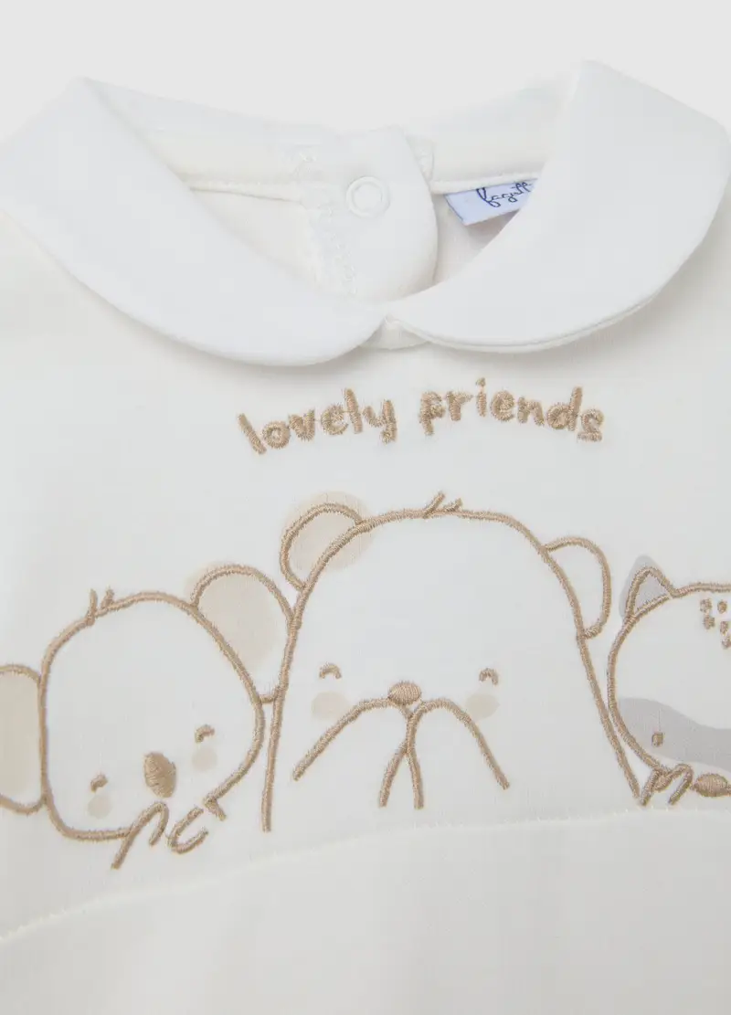 FAGOTTINO, Tutina Da Bambino In Puro Cotone Bianca Con Ricamo, Unisex, Bianco, Taglia: 3-6 miniatura 2