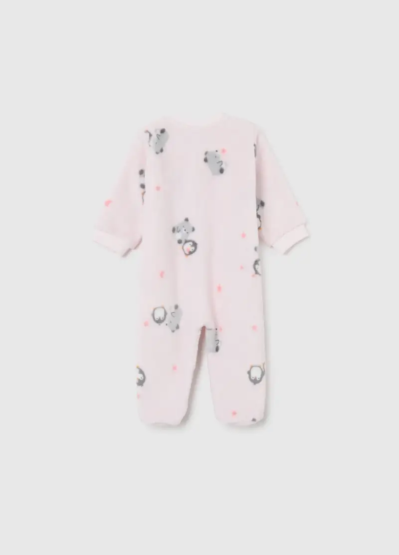 Tutina Da Neonata In Coral Fleece Rosa Con Zip E Maniche Lunghe, Rosa miniatura 2