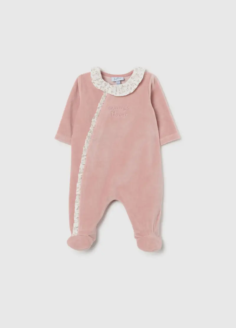 Tutina Da Neonata In Misto Cotone Rosa Con Colletto, Rosa