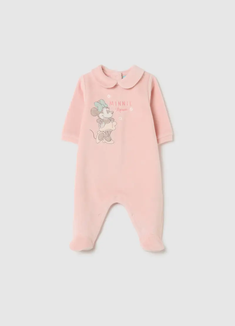 Tutina Da Neonata In Misto Cotone Rosa Con Stampa Minnie, Rosa