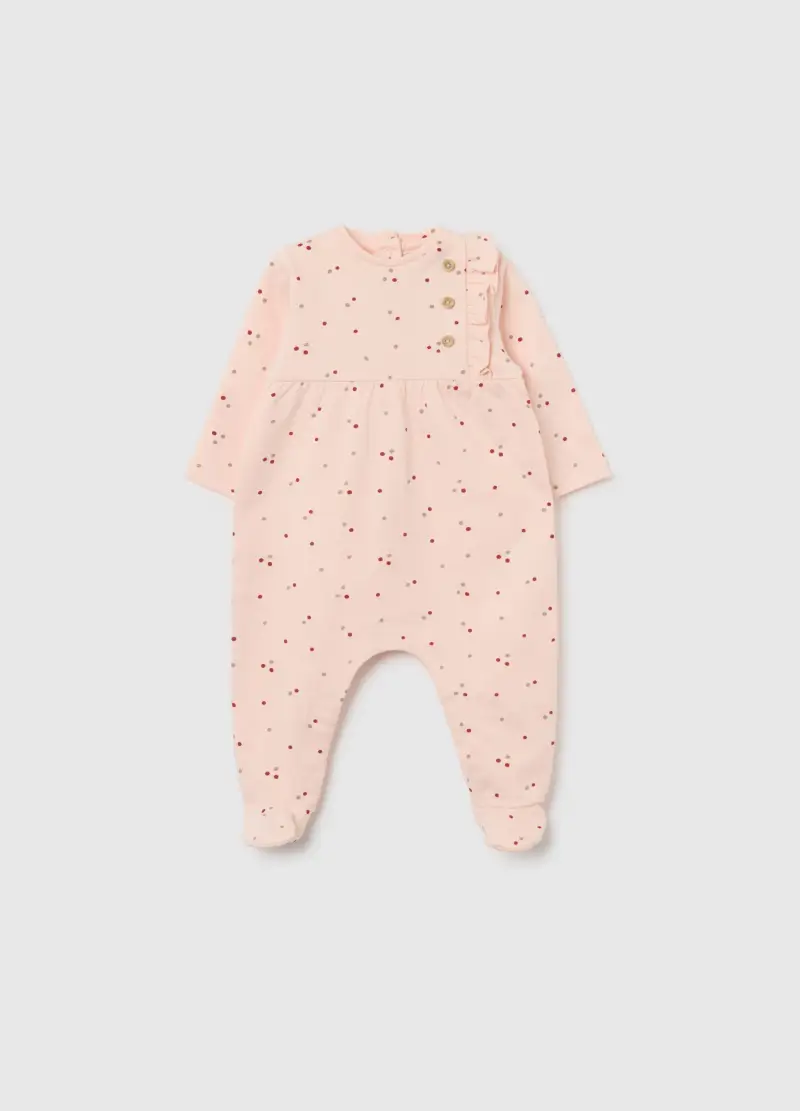 Tutina Da Neonata In Puro Cotone Multicolor Con Bottoni, Rosa