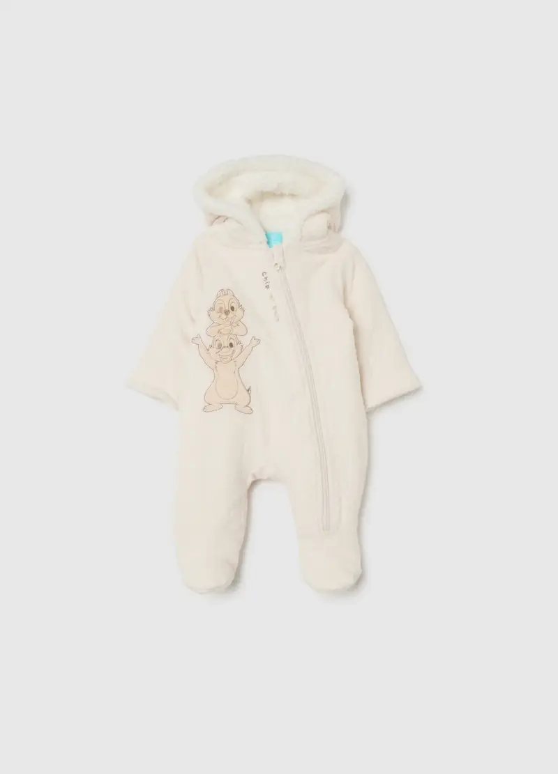 Tutina Da Neonato Beige Con Cappuccio E Zip, Unisex, Beige