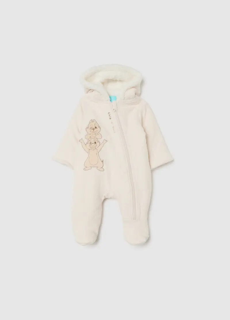 Tutina Da Neonato Beige Con Cappuccio E Zip, Unisex, Beige