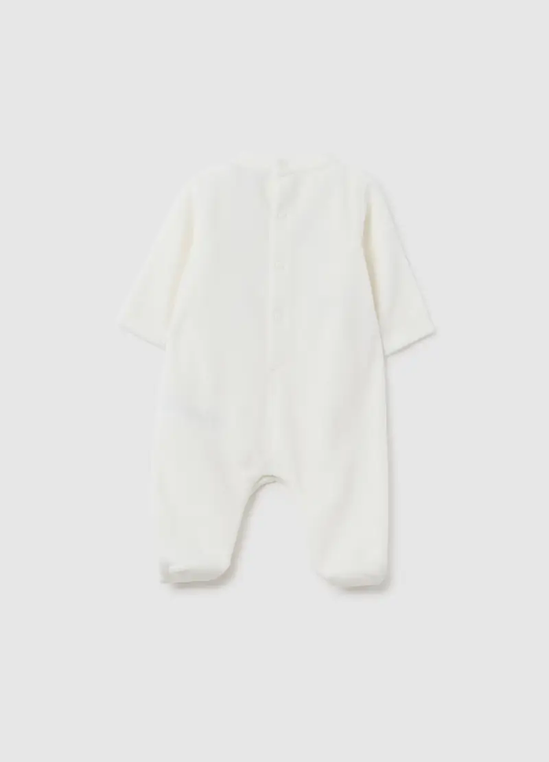 Tutina Da Neonato In Cotone Bianca Con Panda, Unisex, Bianco miniatura 2