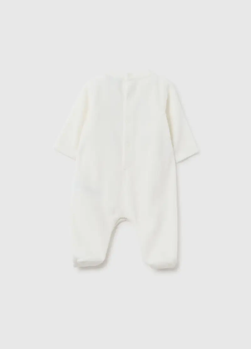 Tutina Da Neonato In Cotone Bianca Con Panda, Unisex, Bianco miniatura 2