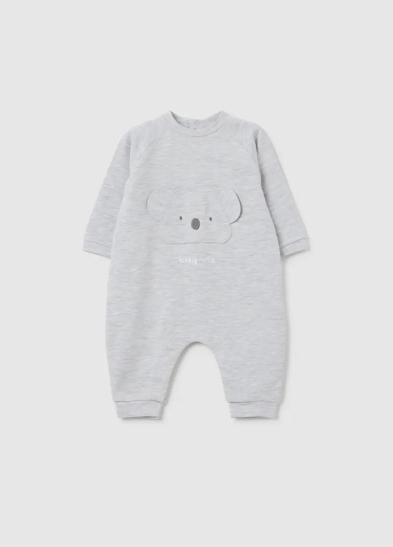 FAGOTTINO, Tutina Da Neonato In Cotone Grigio Con Ricamo, Unisex, Grigio, Taglia: 3-6