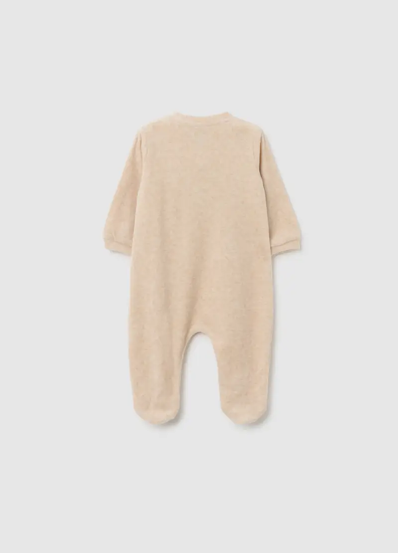 Tutina Da Neonato In Misto Cotone Beige Con Chiusura A Scatto, Unisex, Beige miniatura 2