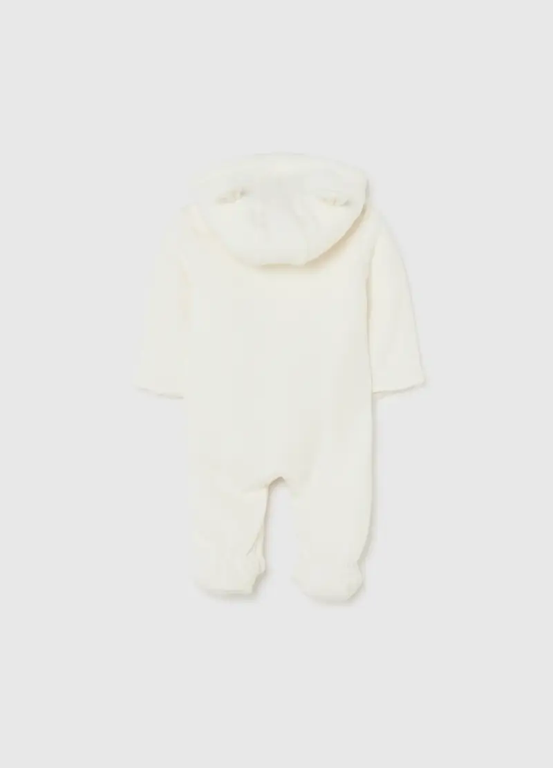 Tutina Da Neonato In Misto Cotone Bianca Con Cappuccio E Bottoni, Unisex, Bianco miniatura 2