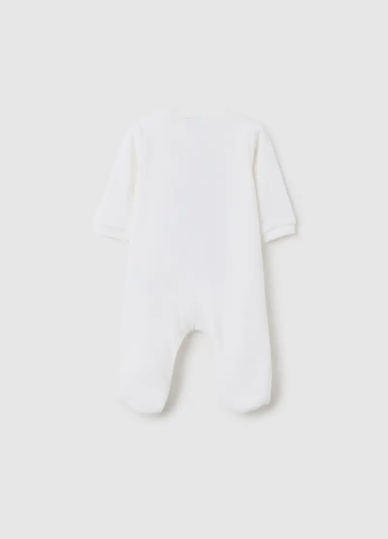 Tutina Da Neonato In Misto Cotone Bianca Con Chiusura A Scatto, Unisex, Bianco miniatura 2
