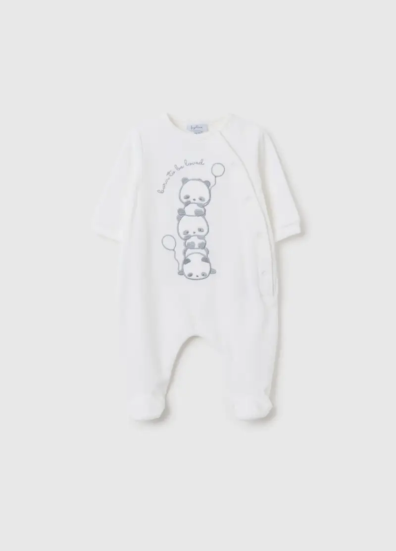 Tutina Da Neonato In Misto Cotone Bianca Con Chiusura A Scatto, Unisex, Bianco
