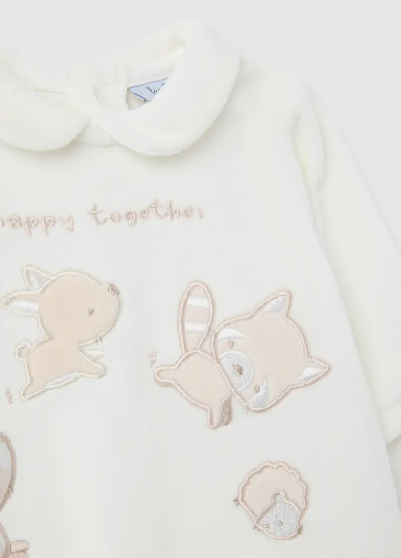 Tutina Da Neonato In Misto Cotone Bianca, Unisex, Bianco miniatura 3