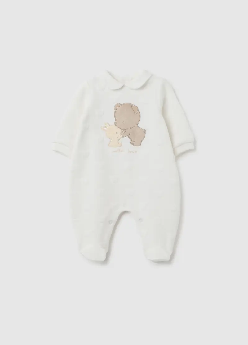 Tutina Da Neonato In Misto Cotone Bianca, Unisex, Bianco