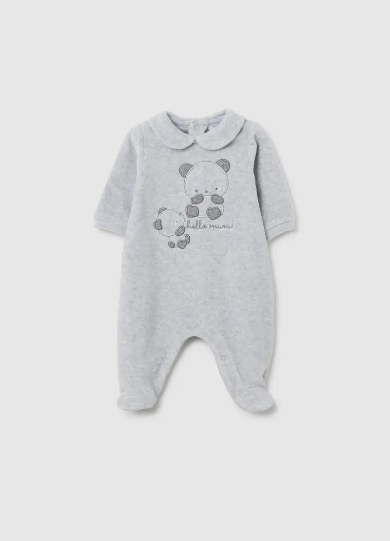 Tutina Da Neonato In Misto Cotone Grigia, Unisex, Grigio