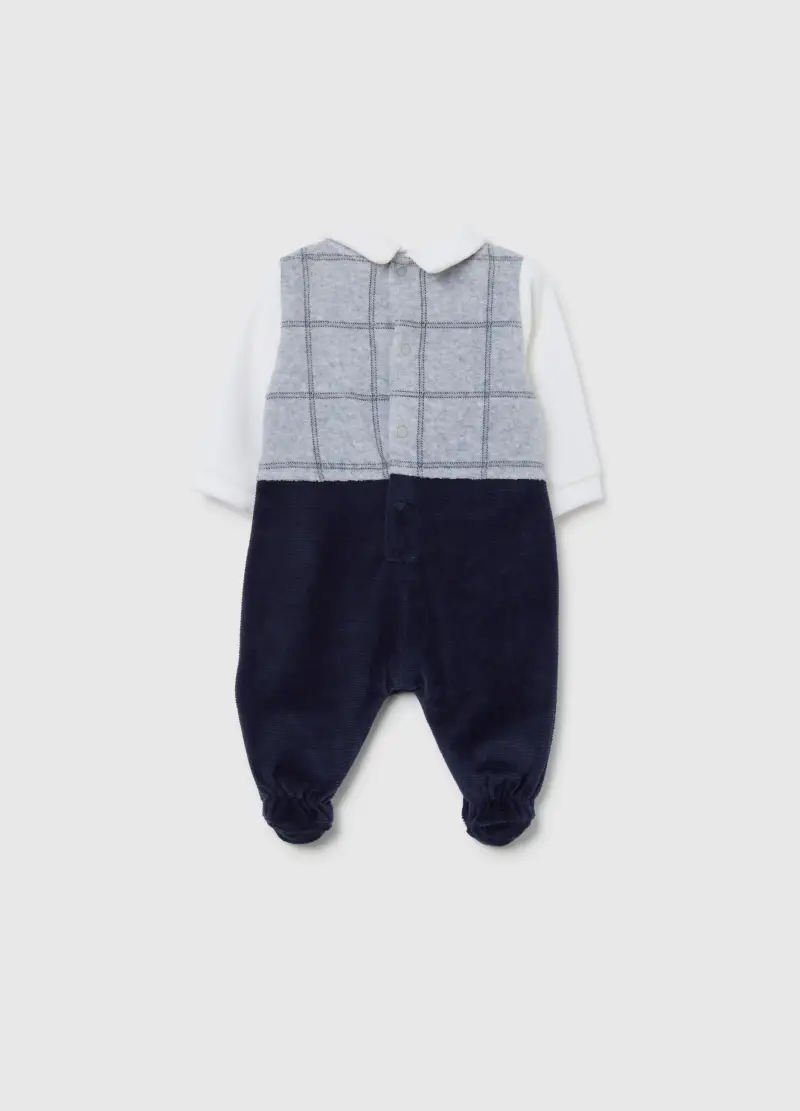 Tutina Da Neonato In Misto Cotone Multicolor Con Colletto Puntato, Multicolor miniatura 2