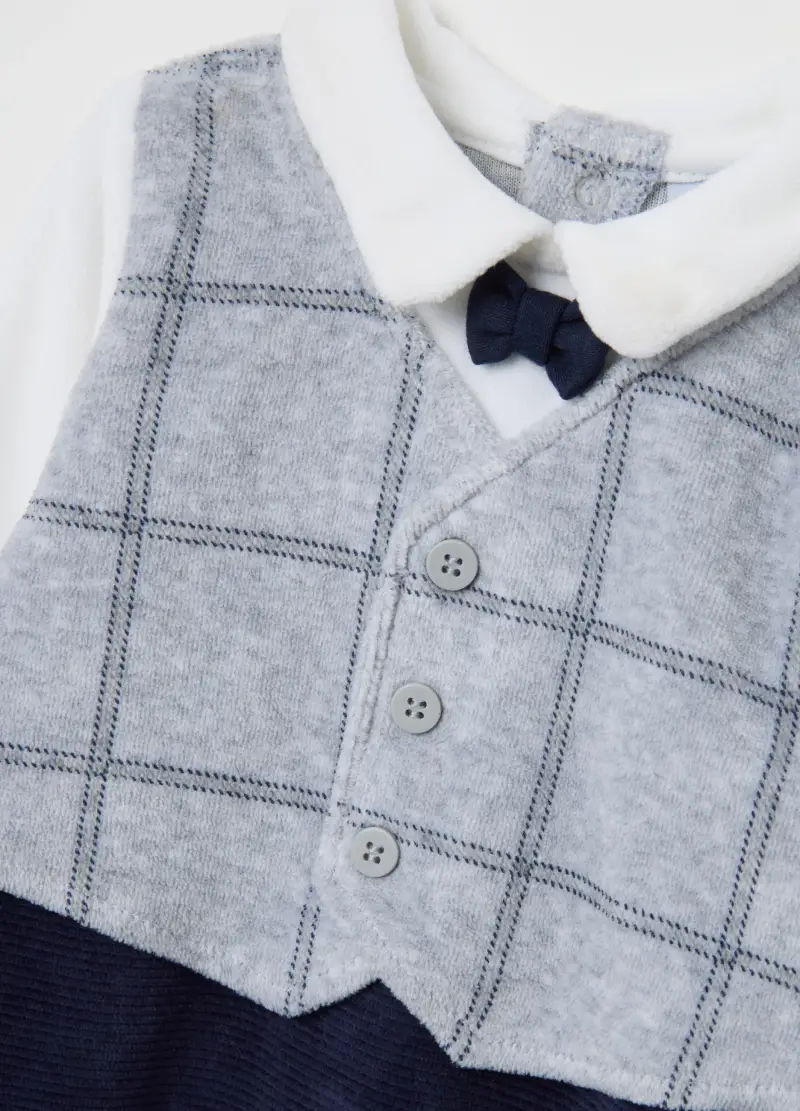 Tutina Da Neonato In Misto Cotone Multicolor Con Colletto Puntato, Multicolor miniatura 3