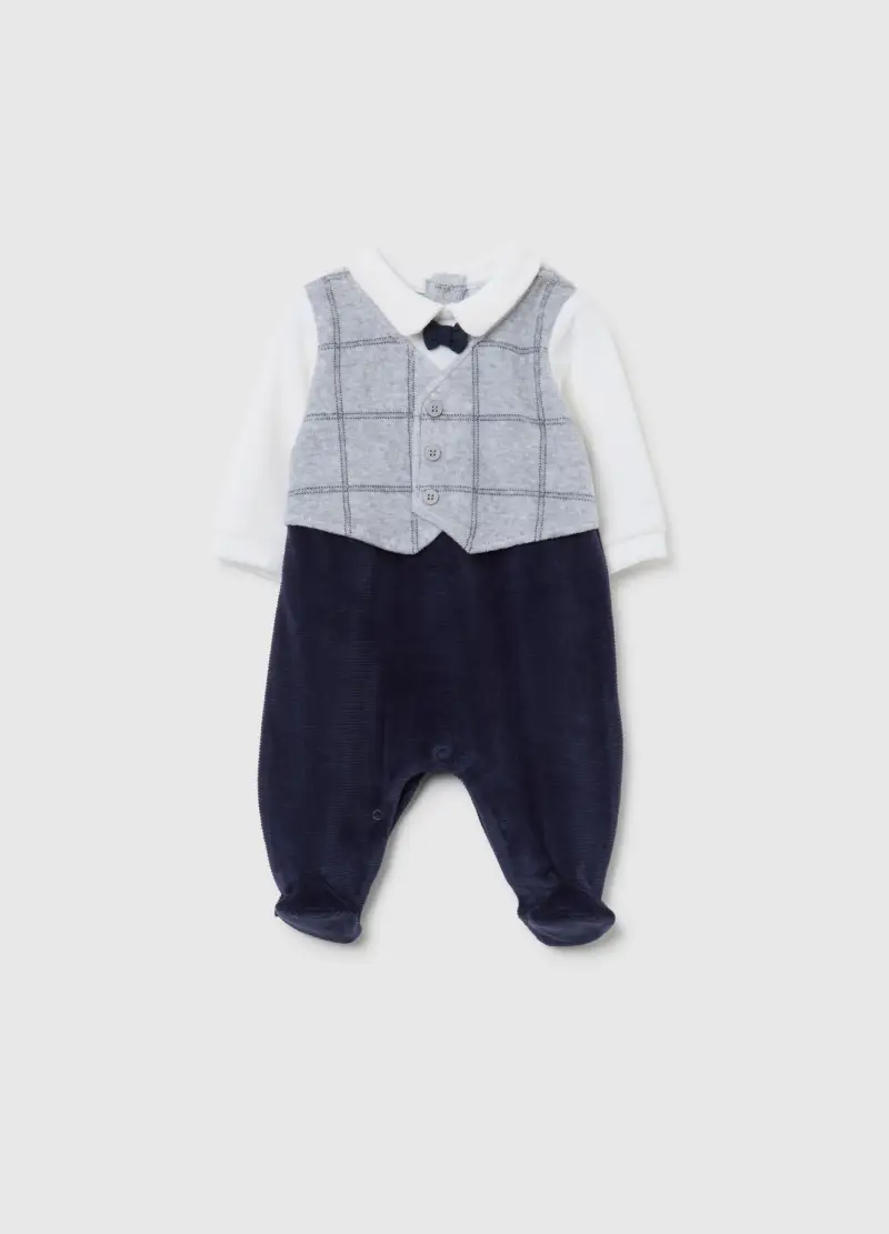 Tutina Da Neonato In Misto Cotone Multicolor Con Colletto Puntato, Multicolor