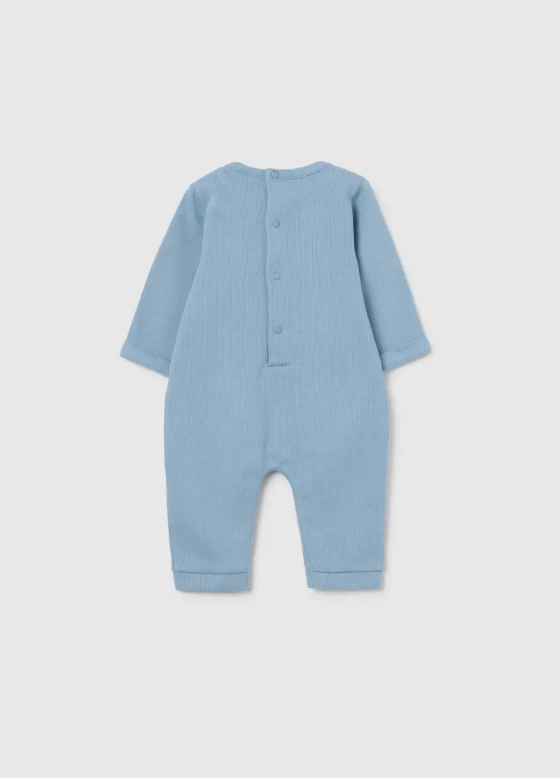 Tutina Da Neonato In Puro Cotone Azzurra, Azzurro miniatura 2