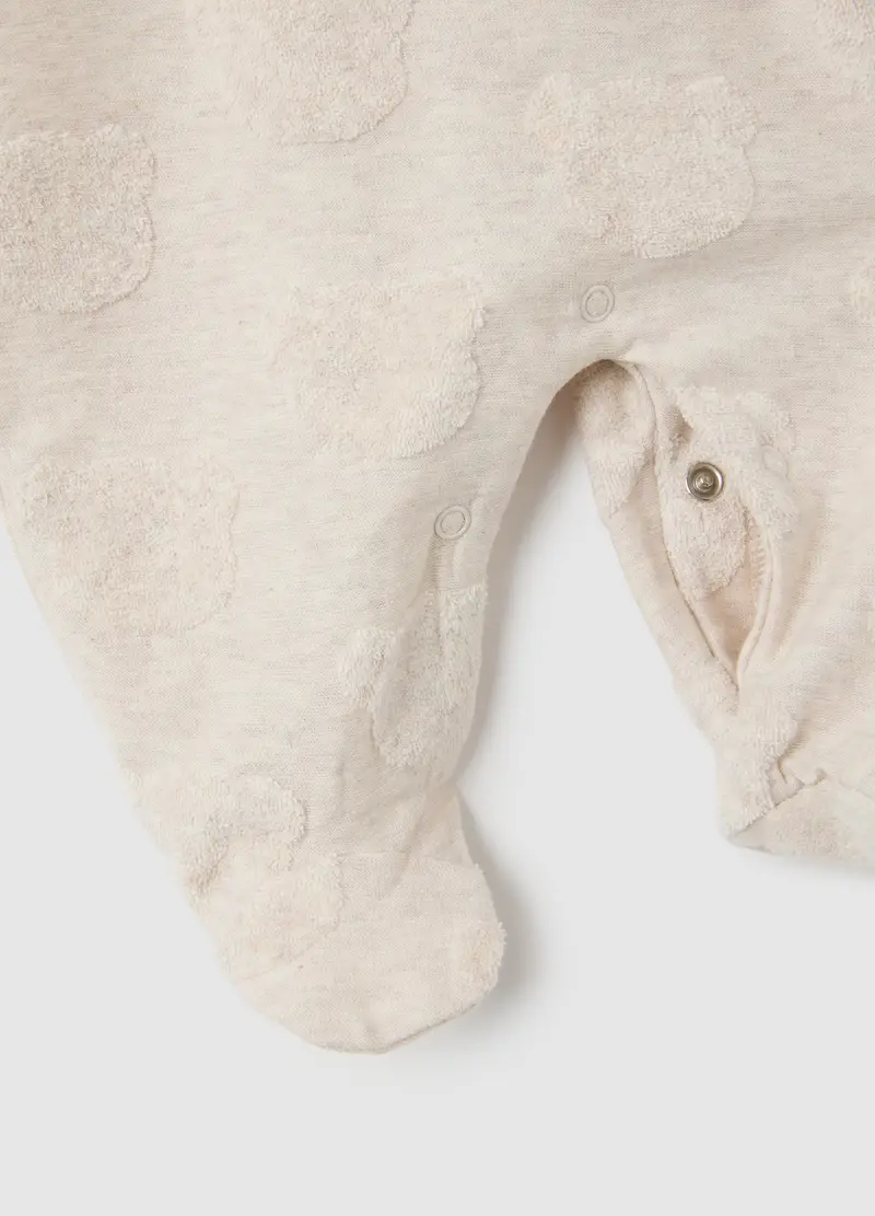 Tutina Da Neonato In Puro Cotone Beige Con Colletto, Unisex, Beige miniatura 3