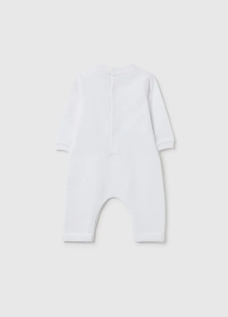 Tutina Da Neonato In Puro Cotone Bianca Con Stampa, Bianco miniatura 2