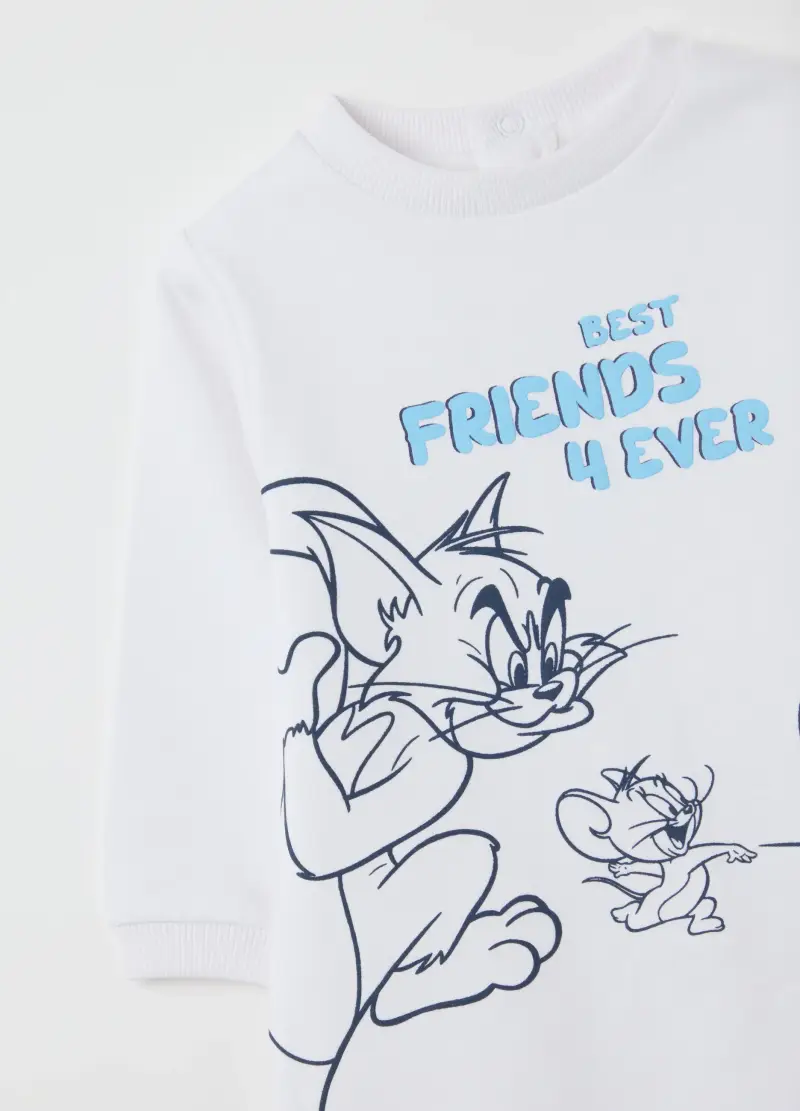 Tutina Da Neonato In Puro Cotone Bianca Con Stampa, Bianco miniatura 3