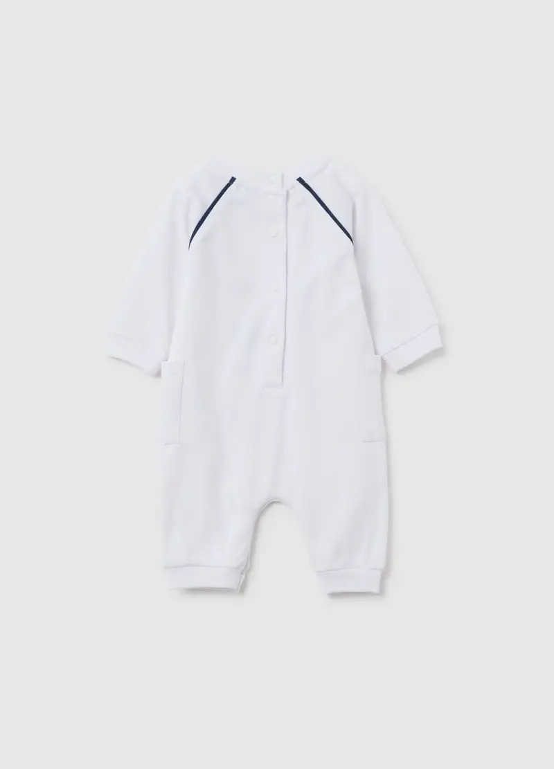Tutina Da Neonato In Puro Cotone Bianca Con Stampa, Unisex, Bianco miniatura 2