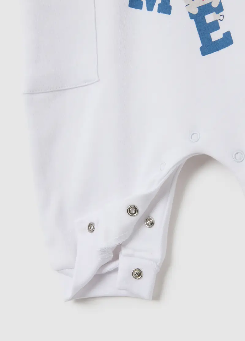 Tutina Da Neonato In Puro Cotone Bianca Con Stampa, Unisex, Bianco miniatura 3