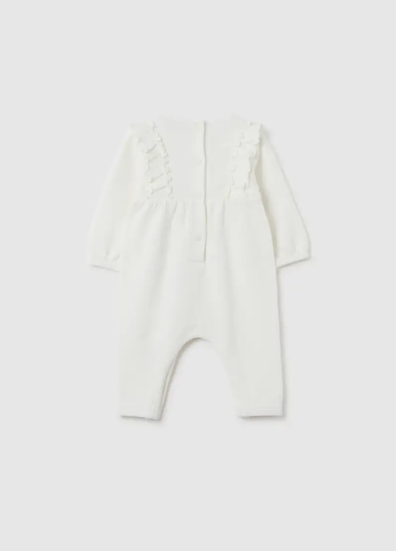 Tutina Da Neonato In Puro Cotone Bianca Con Zip, Neonata, Bianco miniatura 2