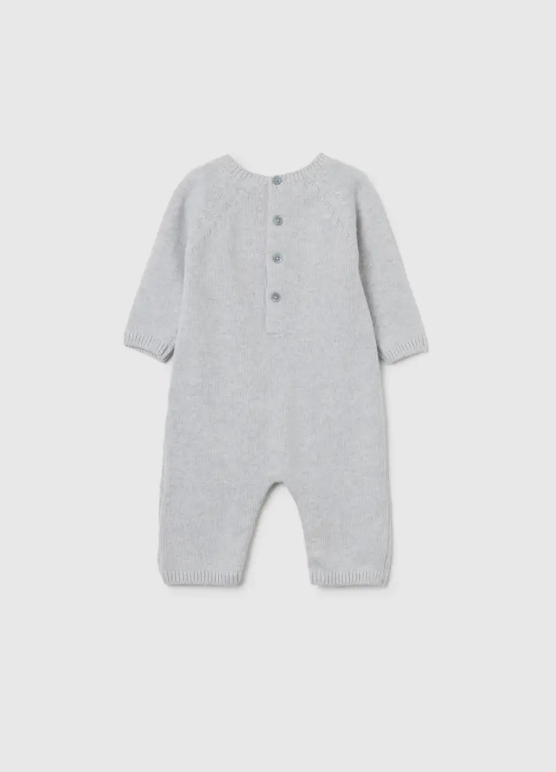 Tutina Da Neonato In Puro Cotone Grigia Con Bottoni, Unisex, Grigio miniatura 2