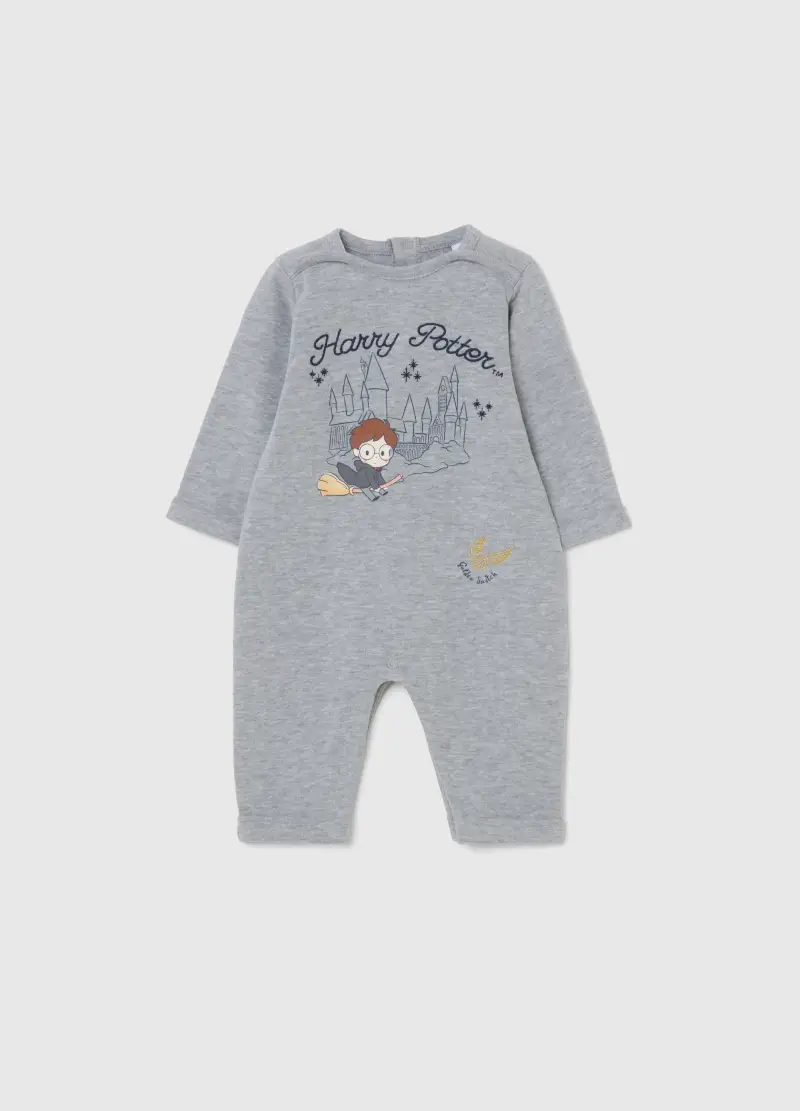 Tutina Da Neonato In Puro Cotone Grigia Con Stampa Harry Potter, Unisex, Grigio