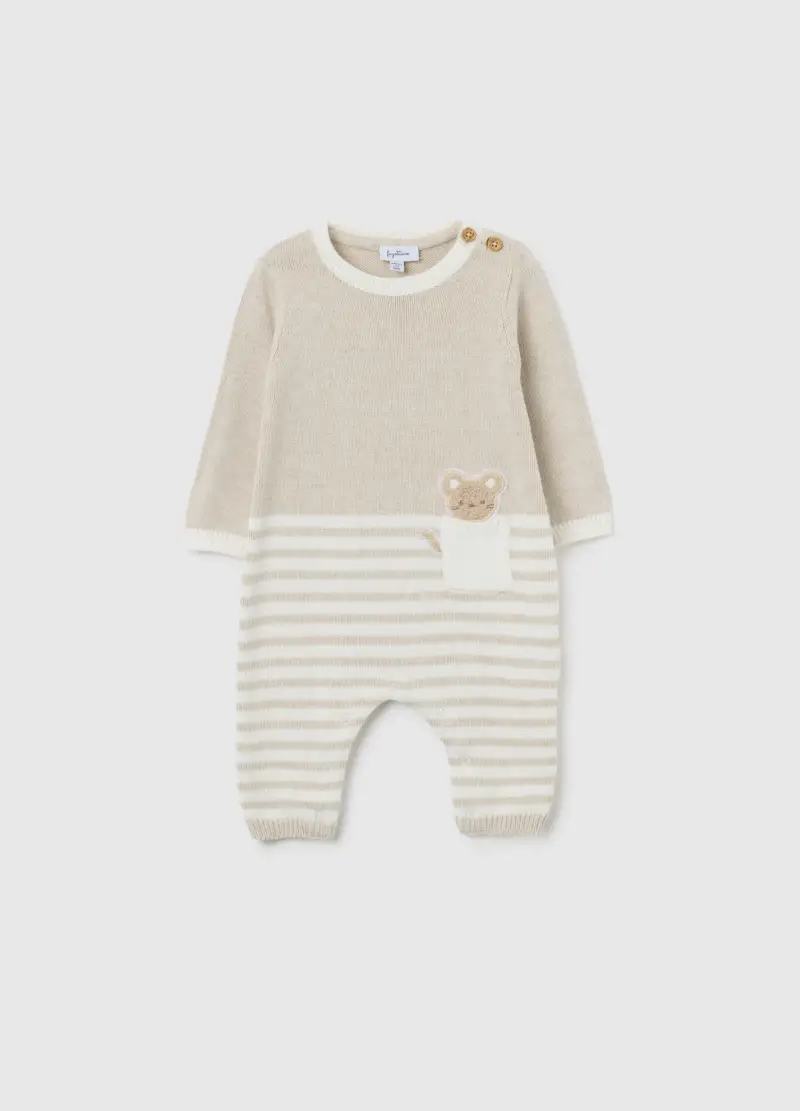 Tutina Da Neonato In Puro Cotone Multicolor Con Righe, Unisex, Multicolor