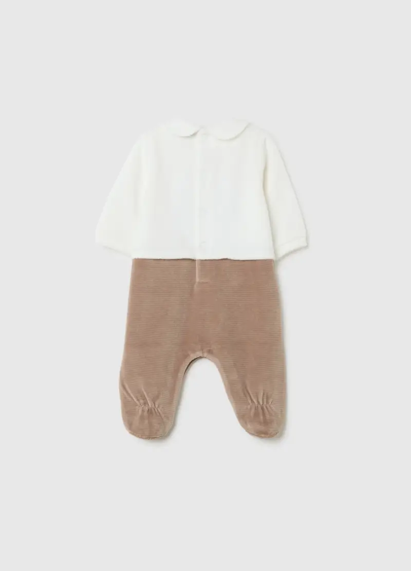 Tutina Da Neonato In Velour Multicolor Con Ricamo, Multicolor miniatura 2