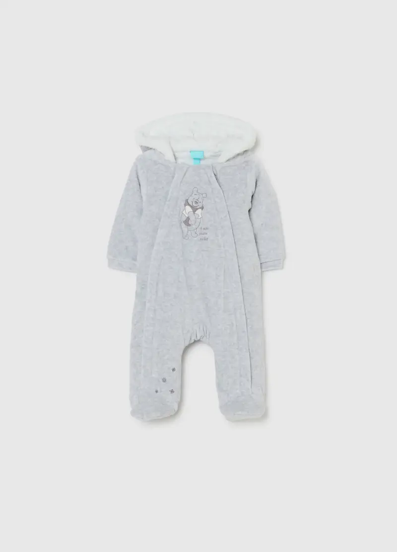 Tutina Grigia Da Neonato In Misto Cotone Con Cappuccio E Ricamo, Unisex, Grigio