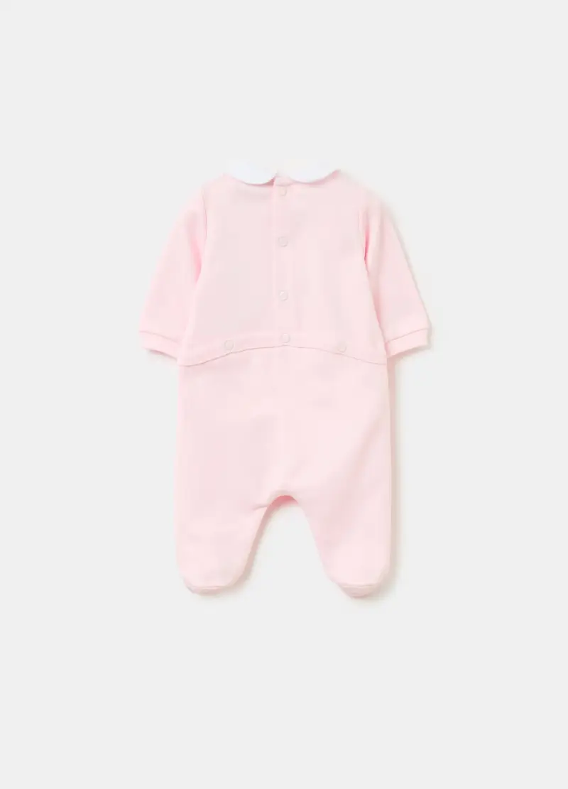 Tutina In Cotone Bio Con Piedini E Applicazione, Neonato, Rosa miniatura 2