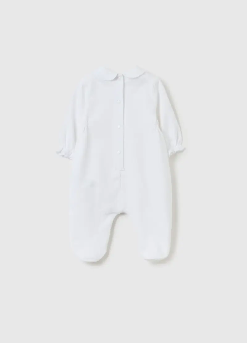 Tutina In Cotone Bio Con Piedini E Stampa, Neonata, Bianco miniatura 2