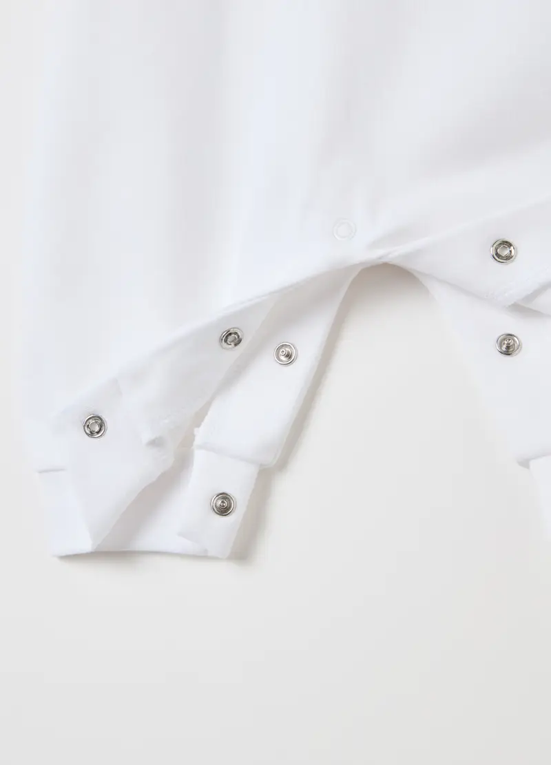 Tutina In Cotone Bio Con Stampa Gattino, Unisex, Bianco miniatura 3