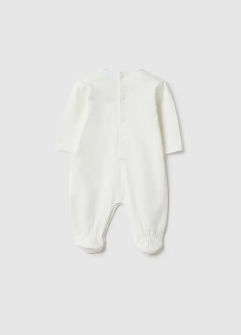 Fagottino Tutina In Cotone Elasticizzato Bianca Da Neonato Con miniatura 2